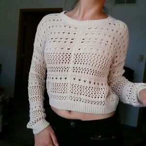 Open knit sweater slightly cropped